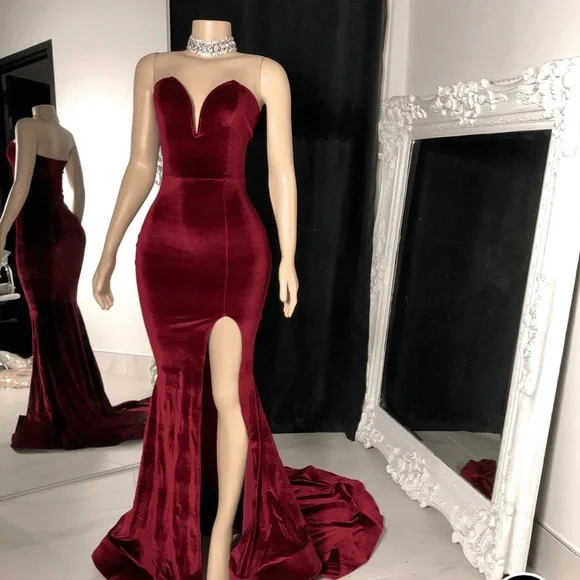 Burgundy Lynira Label Prom Dress - Picture 2 of 2